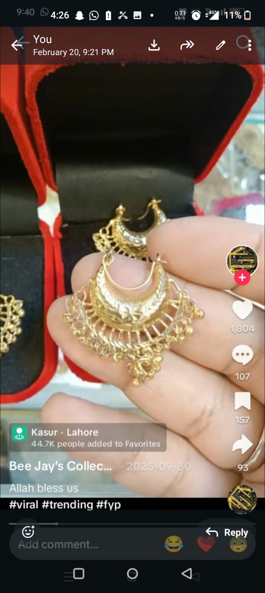 Gold-Plated Chand Bali Earrings from Beejays Jewellery