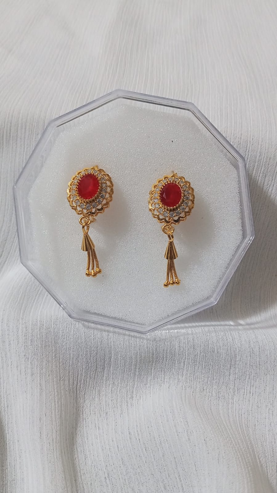 RP gold plated earrings in red stone