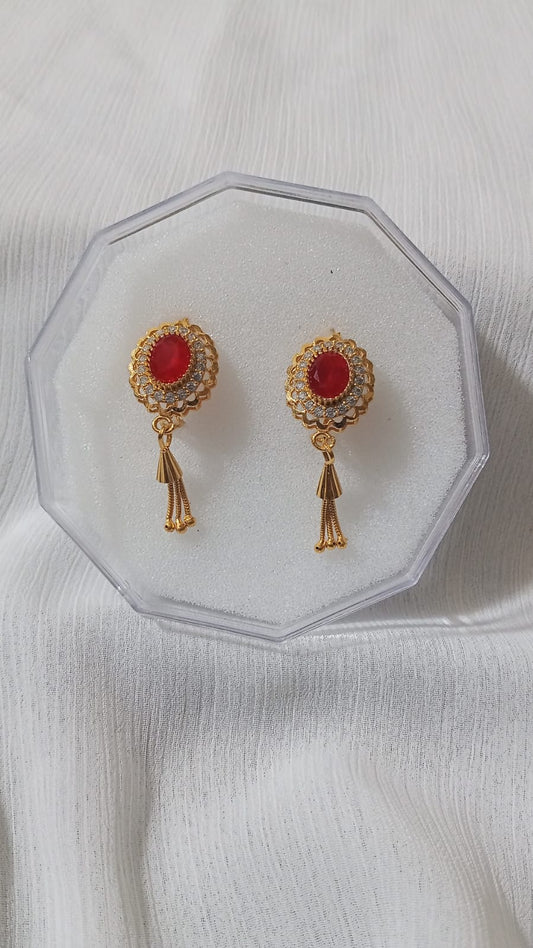 RP gold plated earrings in red stone